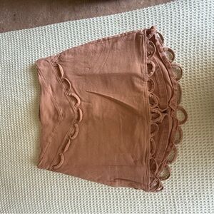 Chic Tan Skirt with Scalloped Hem